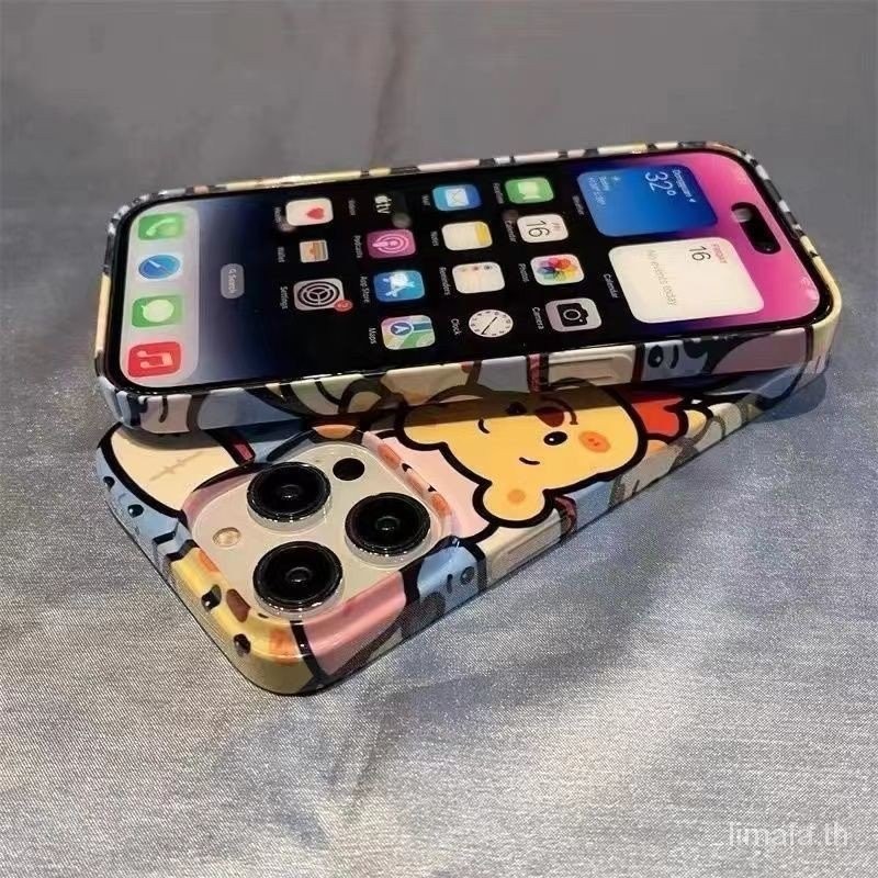 เคสโทรศัพท์มือถือแบบแข็ง กันกระแทก ลายการ์ตูนหมีพูห์น่ารัก สําหรับ iPhone 11 12 13 14 15 pro max 7 8 plus xr x xs max 12pro 13promax 14promax