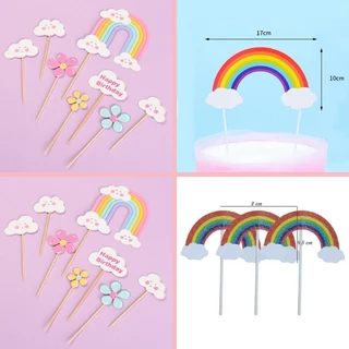 ป้ายปักเค้กสายรุ้ง 🌈☁🌈สายรุ้ง ก้อนเมฆ🌈☁🌈 สําหรับตกแต่งเค้ก 🇹🇭 🚚พร้อมส่งในไทย🚚 🇹🇭