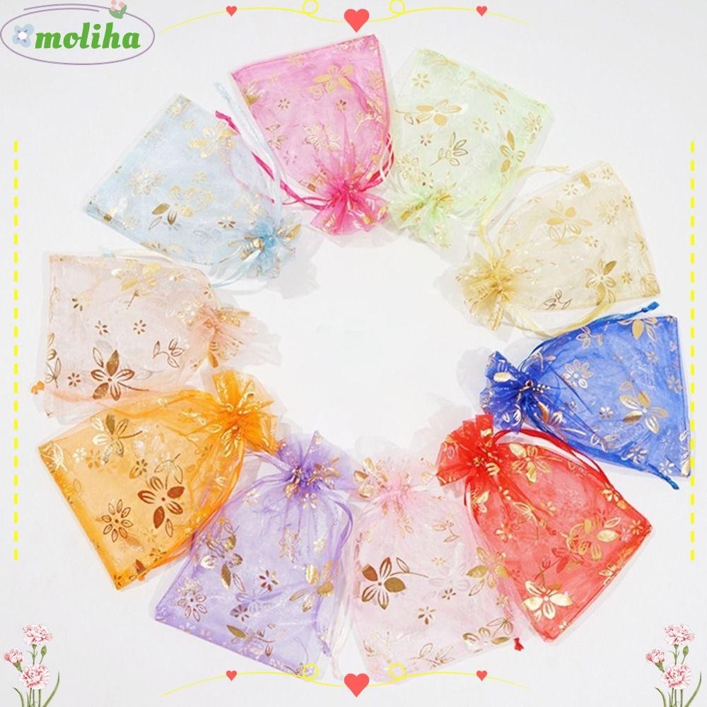 Moliha ถุงใส่เครื่องประดับ ขนมหวาน พิมพ์ลายดอกไม้ 9x12 13x18 ซม. 20 ชิ้น ต่อล็อต
