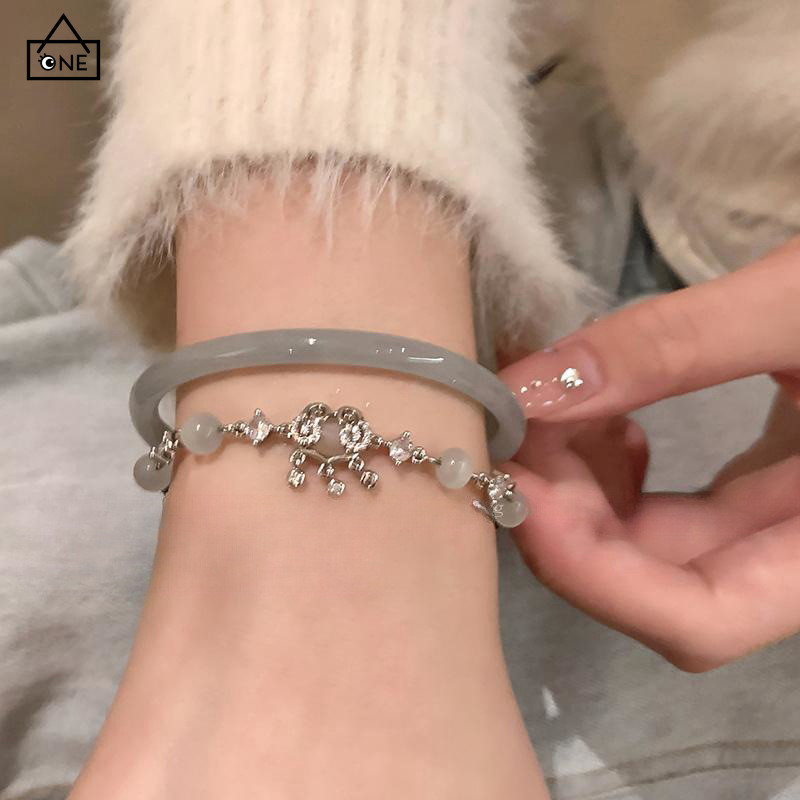 COD สร้อยข้อมือหยกจี้ผีเสื้อวินเทจสไตล์จีนละเอียดอ่อนเรียบง่ายเครื่องประดับสำหรับผู้หญิงเข้ากับทุกการแต่งกาย-a.one