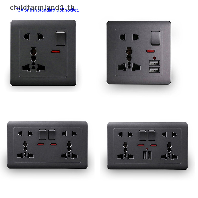 [childfarmland1] ซ็อกเก็ตติดผนัง สีเทา มาตรฐาน EU Usb [TH]