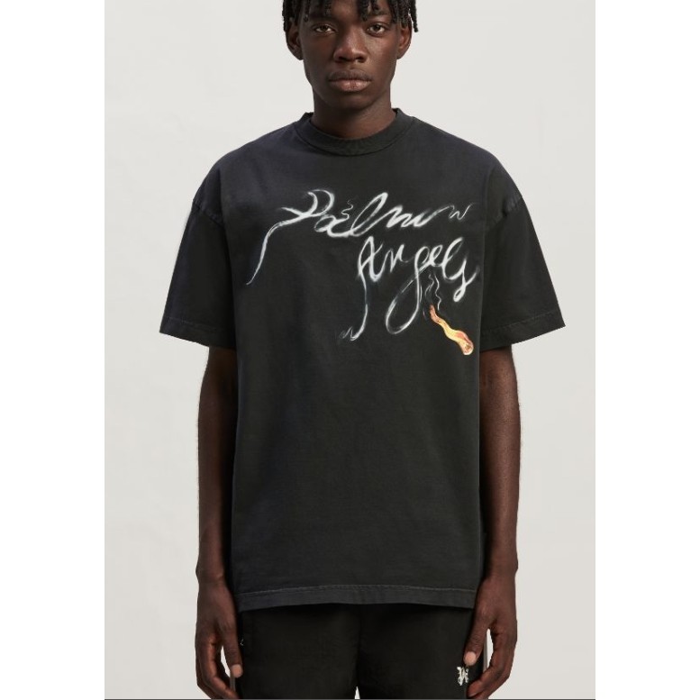 ใหม่ เสื้อยืดลําลอง แขนสั้น คอกลม พิมพ์ลายตัวอักษร ควัน เปลวไฟ ทรงหลวม สไตล์สตรีท สําหรับผู้ชาย และผู้หญิง 2024PA