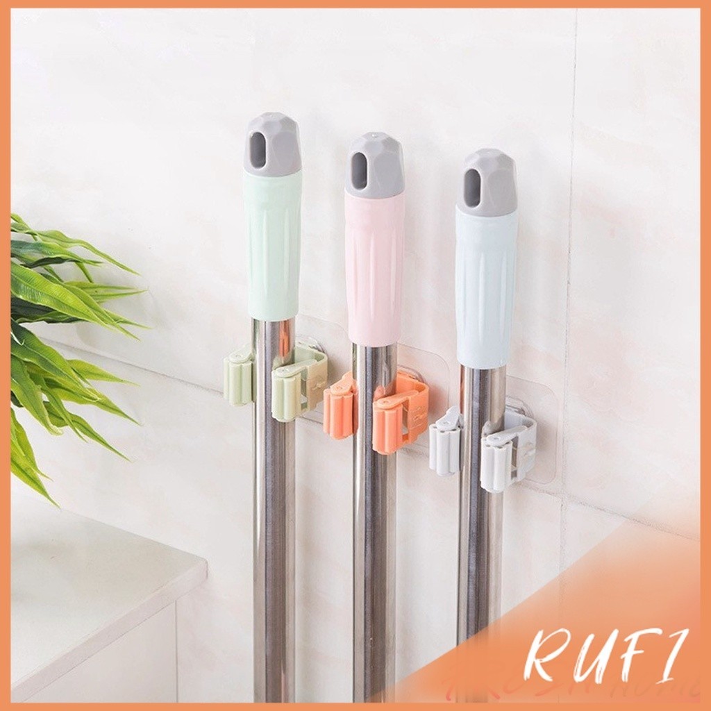 RUFI ที่เก็บไม้กวาด ที่เก็บไม้ถูพื้น ตะขอเก็บไม้ถูพื้น mop ชั้นวางห้องน้ำถ้วยดูด ตะขอเก็บไม้กวาด ตะขอติดผนัง แร็คจัดเก็บ