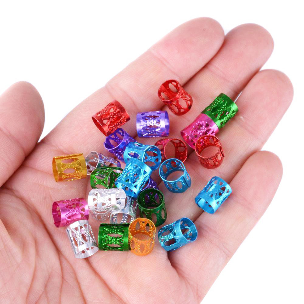 100ชิ้นที่มีสีสันผสมลูกปัด-ปรับผมถักเปีย-แหวนผมถักเปีย-หดลูกปัด-อลูมิเนียมถักเปียอุปกรณ์ผม - รูปที่ 5