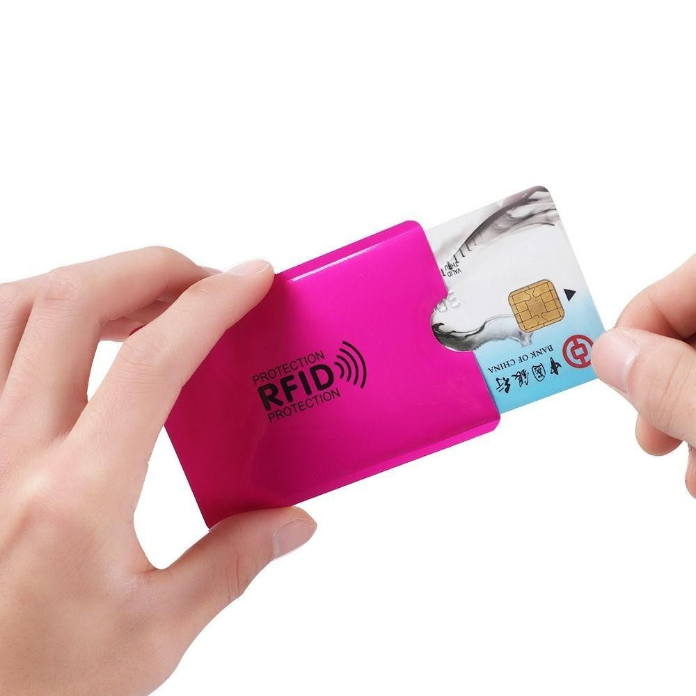 UUMIR ปลอกบัตรเครดิต 5 ชิ้น, ที่ใส่บัตร RFID อลูมิเนียมความปลอดภัย, ล็อคตัวอ่านฝาครอบป้องกันการโจรกรรม