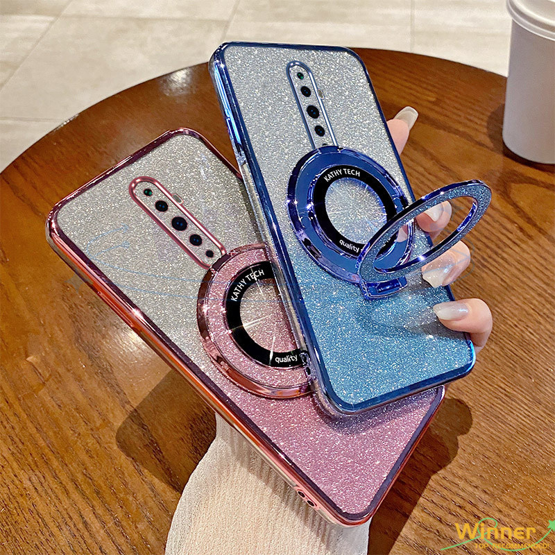เคส OPPO Reno2 F 3 4 5 6 2 โทรศัพท์มือถือ เซ็กซี่ แวววาว พร้อมขาตั้ง สําหรับ 1ZJSF
