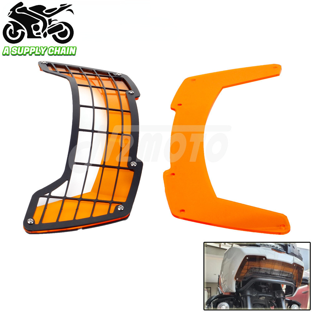 กระจังหน้าป้องกันเลนส์ไฟหน้า สีส้ม สําหรับ Harley Pan America 1250 S RA1250S RA1250 RA 1250 1250S