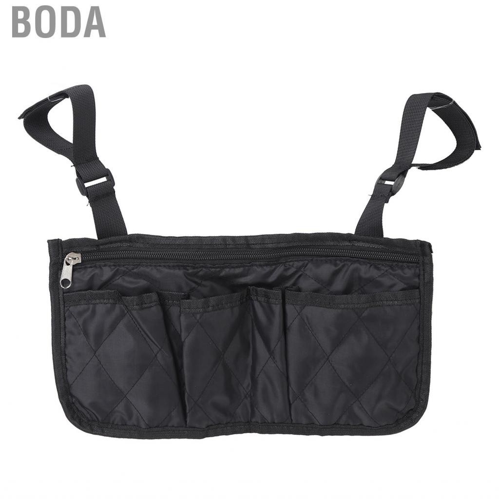 Boda Wheelchair Walker Pouch Black Storage Non Woven Fabric Lightweight 2 Use Method Side Bag for Strollers Disabled
