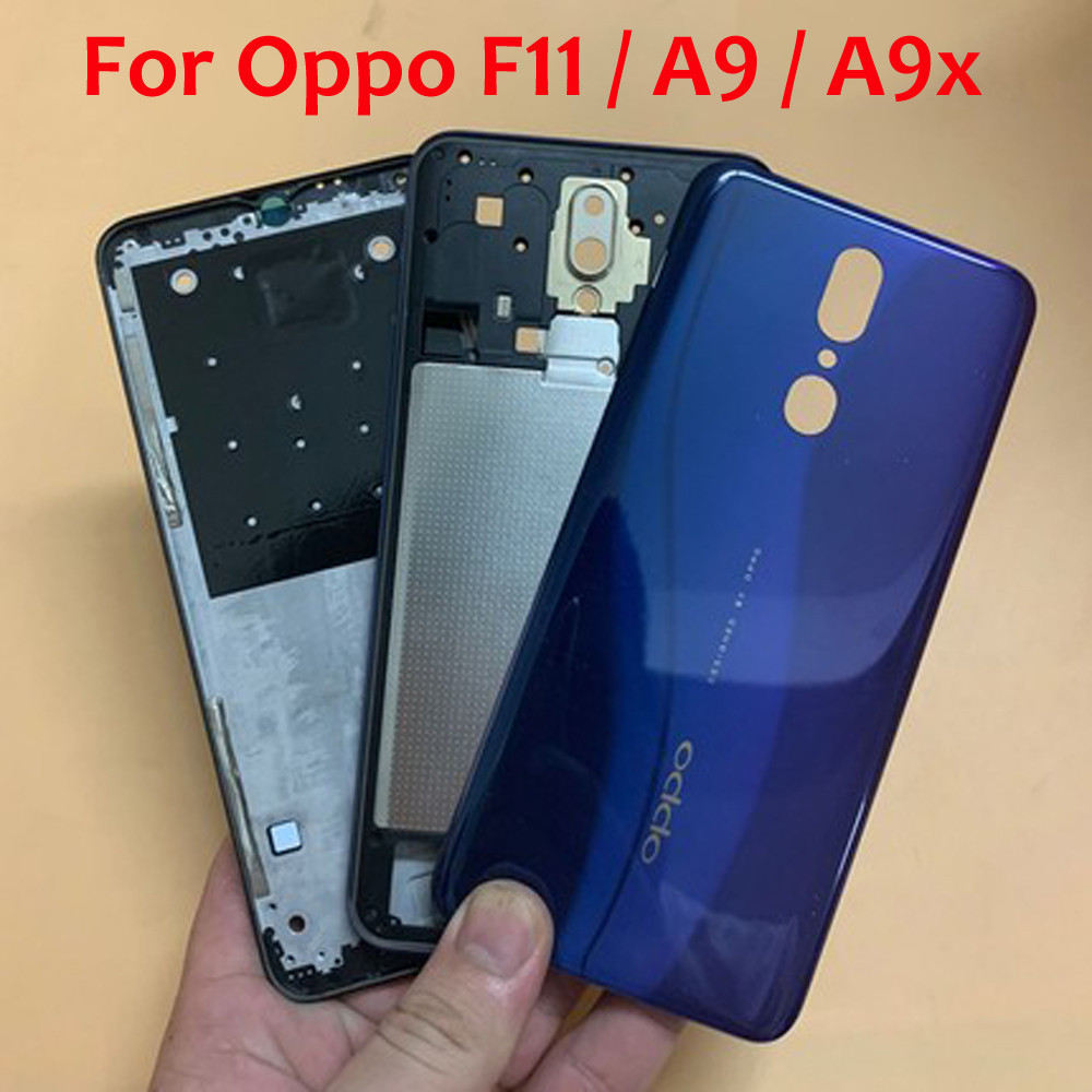 LCD Faceplate กรอบด้านหน้ากรอบกลางแบตเตอรี่ฝาหลังสําหรับ Oppo F11 / A9 / A9X CPH1913 CPH1911