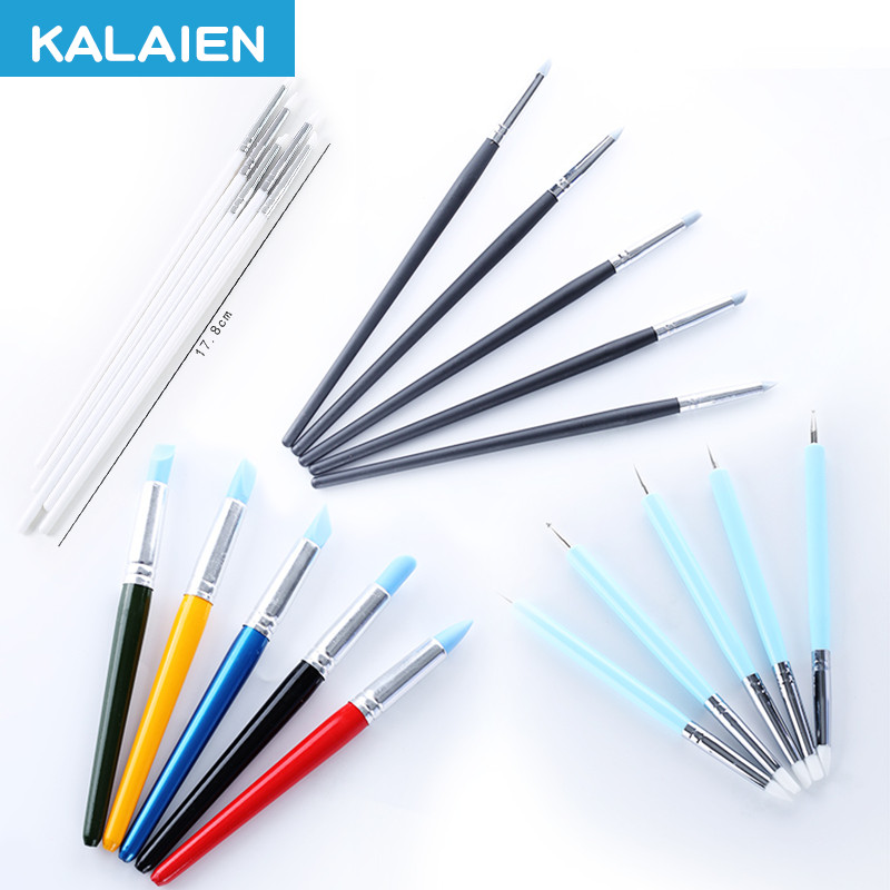 Kalaien ปากกาซิลิโคน รูปตุ๊กตา สําหรับตกแต่งเค้กฟองดองท์