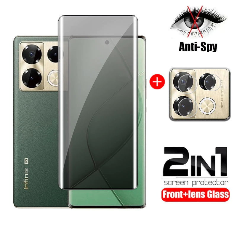 2in1 PRIVACY กระจกนิรภัยสําหรับ infinix Note 40 30 pro plus 40X 4G 5G Note40 2024 คลุมทั้งหมด Anti Spy ป้องกันหน้าจอเลนส์กล้องป้องกันฟิล์ม
