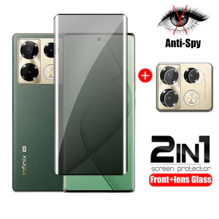 2in1 PRIVACY กระจกนิรภัยสําหรับ infinix Note 40 30 pro plus 40X 4G 5G Note40 2024 คลุมทั้งหมด Anti Spy ป้องกันหน้าจอเลนส์กล้องป้องกันฟิล์ม