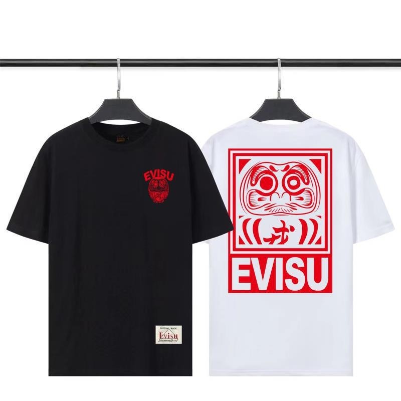 52XO EVISU Summer New Fashion Brand Lion Head PrintinglogoShort SleeveTT-shirt for Men and Women