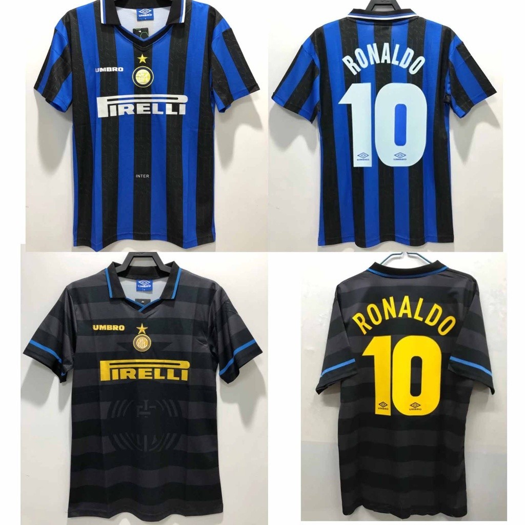 เสื้อกีฬาแขนสั้น ลายทีมชาติฟุตบอล Inter Milan 97-98 ชุดเหย้า สไตล์เรโทร