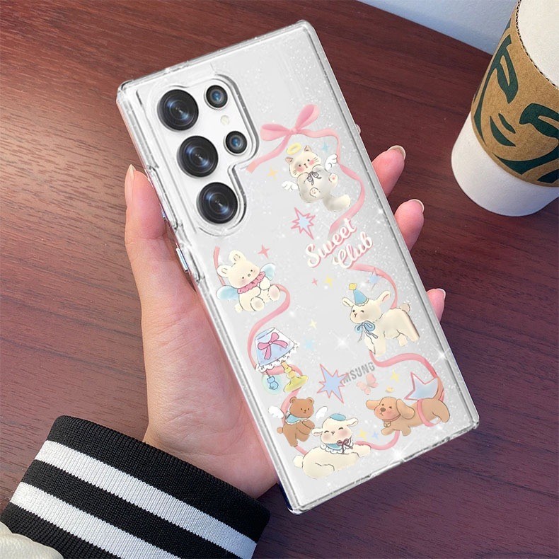 เคสใสกากเพชร กันกระแทก สำหรับ SAMSUNG S23FE note20 S22 S23 S24 ultra S23ultra S21FE S24ultra A35 A55 ลายการ์ตูน น่ารัก
