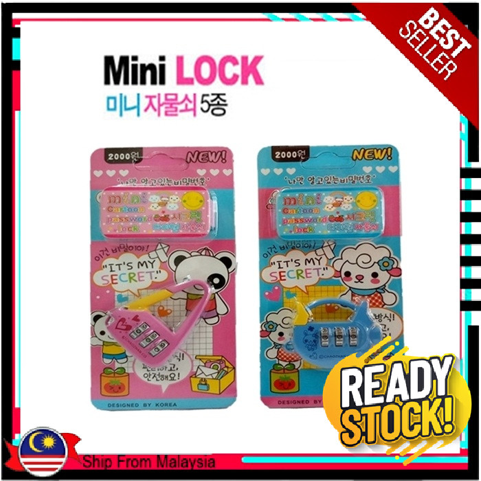 การ์ตูน 3 หลักรหัสล็อค Mini กระเป๋าเดินทาง Keylock Kunci kata laluan kartun เกาหลี/ล็อคหลายใหม่