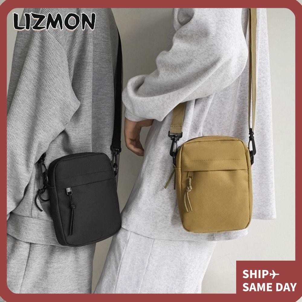 【⚡เวลาจำกัดราคาต่ำ】Lizmon กระเป๋าสะพายข้าง ผ้าแคนวาส ปรับได้ สีพื้น เรียบง่าย พร้อมซิป สําหรับผู้ชาย ผู้หญิง