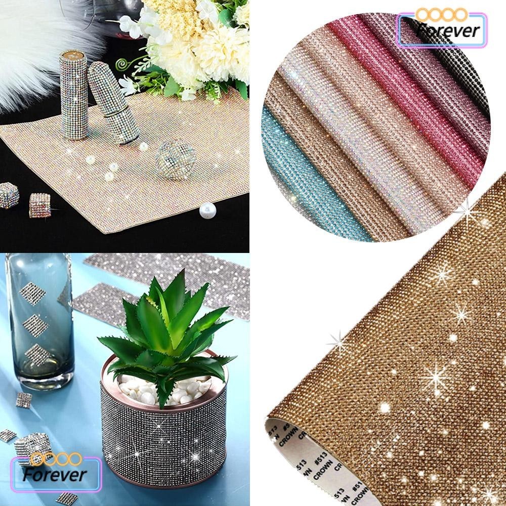 Forever สติ๊กเกอร์คริสตัล Glitter Trim Applique Rhinestone Diy สําหรับติดตกแต่งรถยนต์บ้านหลากสี