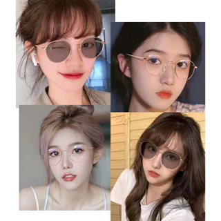 แว่นกรองแสง แว่นสายตาสั้นเลนส์ออโตเมติก ออกแดดเปลี่ยนสี UV400 ผู้หญิง -1.0 -1.5 -2.0 -2.5 ถึง-4.0 กรองแสงสีฟ้า Auto Blue