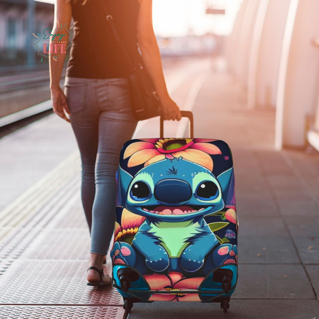 Disneys Stitch กระเป๋าเดินทางการ์ตูนตลกกระเป๋าเดินทาง Protector เหมาะกับ 18-32 นิ้วกระเป๋าเดินทาง 1154