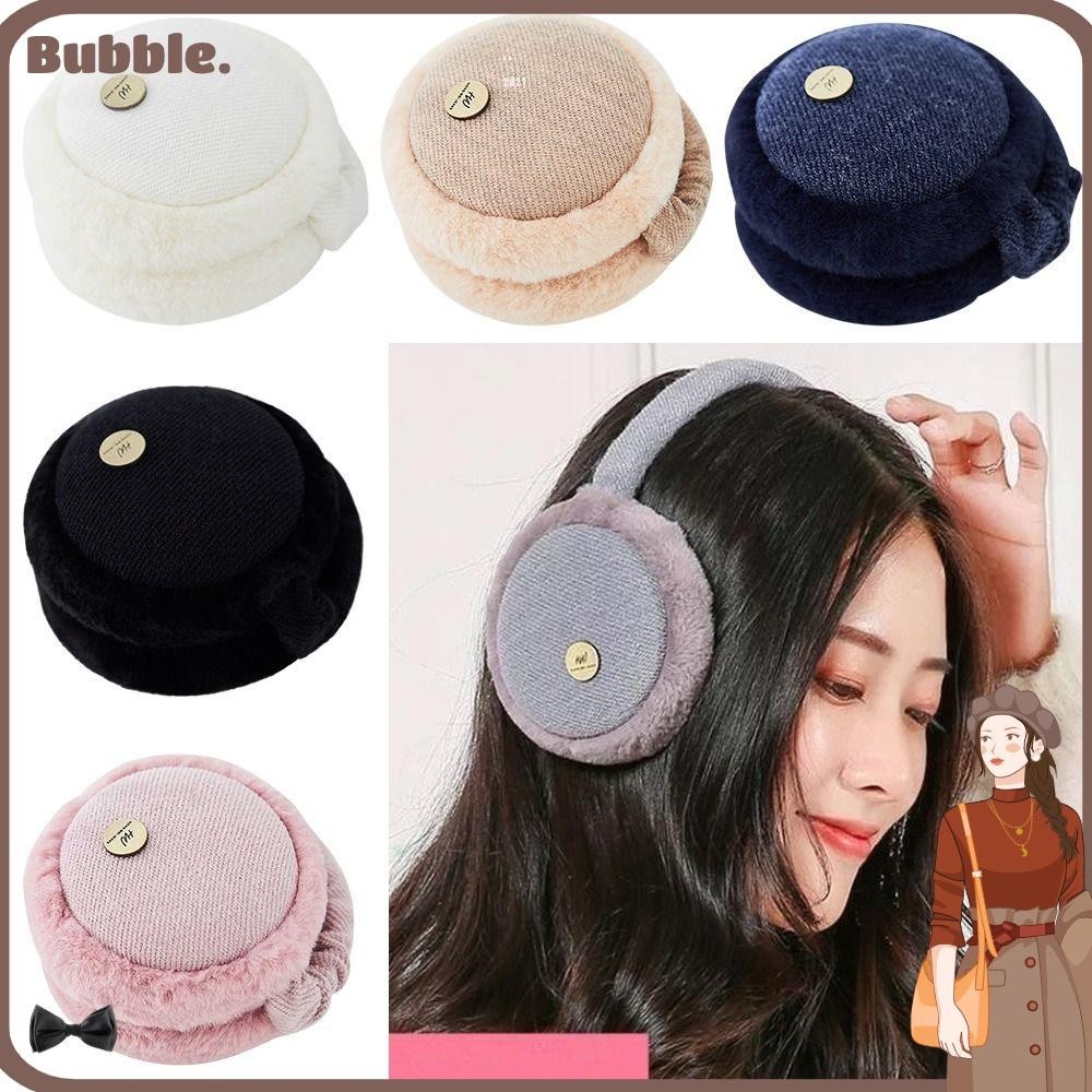 Bubble ที่ปิดหูกันหนาว ผ้ากํามะหยี่ขนนิ่ม พับได้ แบบพกพา สําหรับผู้หญิง และผู้ชาย