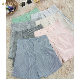 กางเกงขาสั้น เอวสูง ทรงสวยทรงเป๊ะ ลายริ้วมีสีให้เลือก