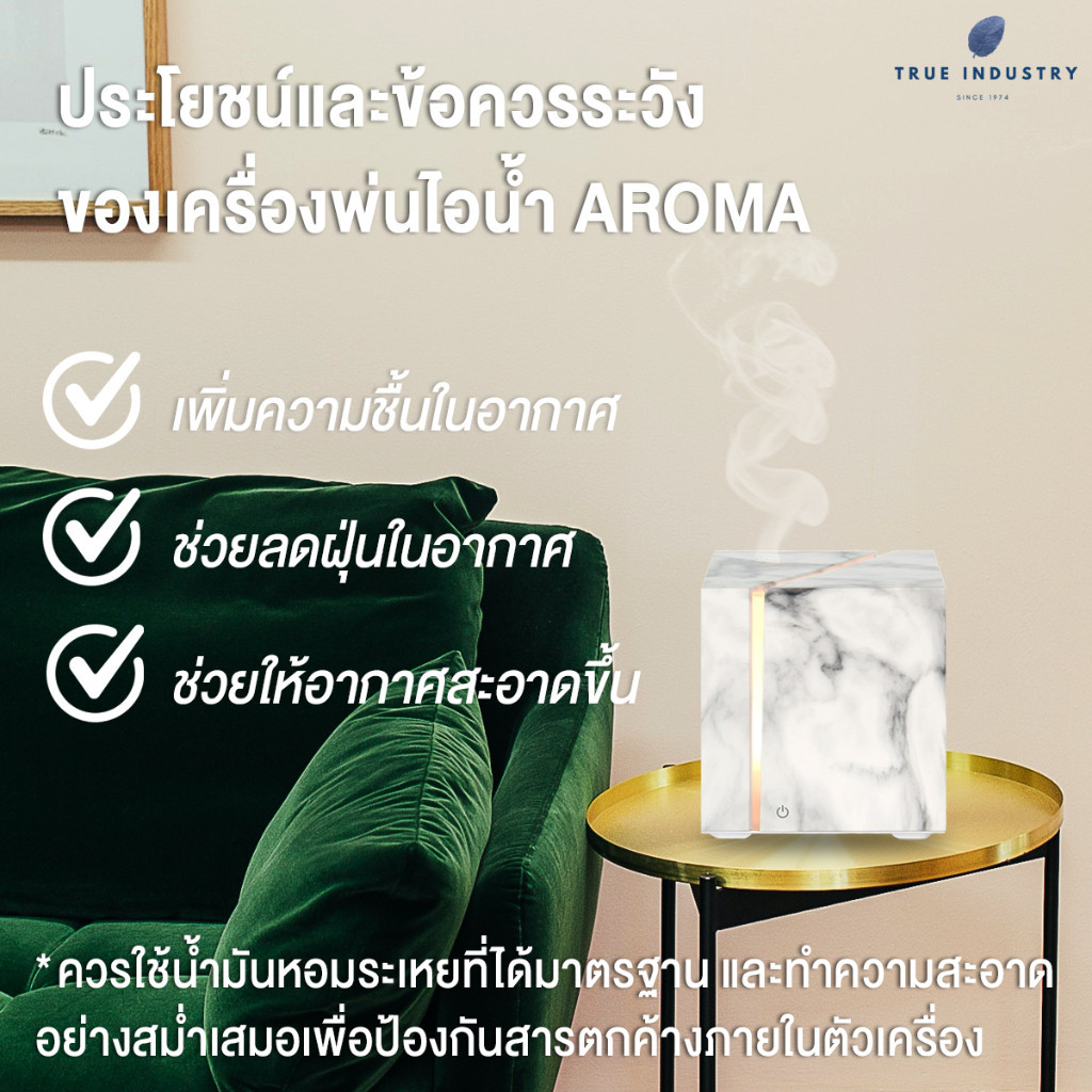 เครื่องฟอกอากาศ True Industry | Aroma Diffuser เครื่องพ่นอโรม่า เครื่องพ่นไอน้ำ ผลิตจากพลาสติก Food 