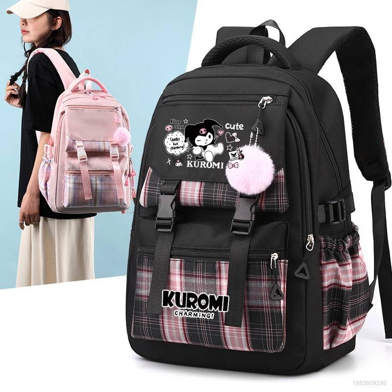Sanrio Kuromi กระเป๋าเป้สะพายหลัง กระเป๋านักเรียน จุของได้เยอะ แฟชั่นสําหรับผู้หญิง และผู้ชาย