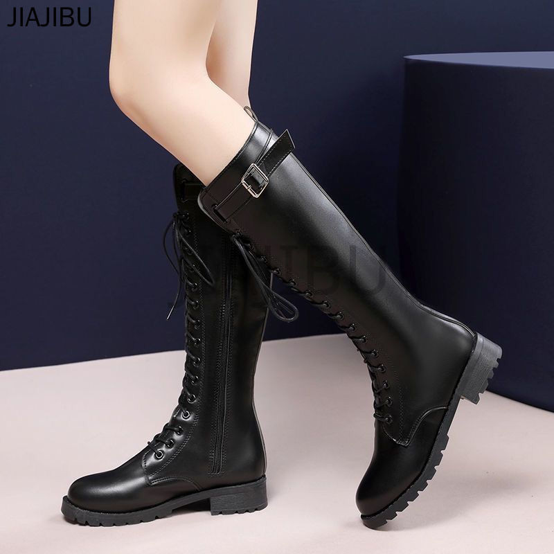 Size 35-43 Korean Fashion Platform Cowboy Boots Plus Size Women's Shoes Non-slip Thick Heel Long Boots 42 British Black Lace Up Knight Boots Retro Zipper Martin Boots High Boots 41 Korean Fashion Motorcycle Boots Cosplay Leather Boots Dance Boots