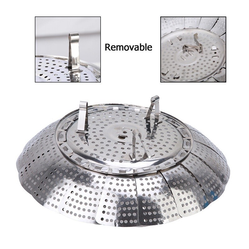 ถาดนึ่งสแตนเลสพับได้ซึ่งนึ่งอาหารเครื่องครัวหม้อนึ่งซึ้งนึ่งอาหารหม้อนึ่งเหนียวตะแกรงรองนึ่ง มี3ขนาด - รูปที่ 6