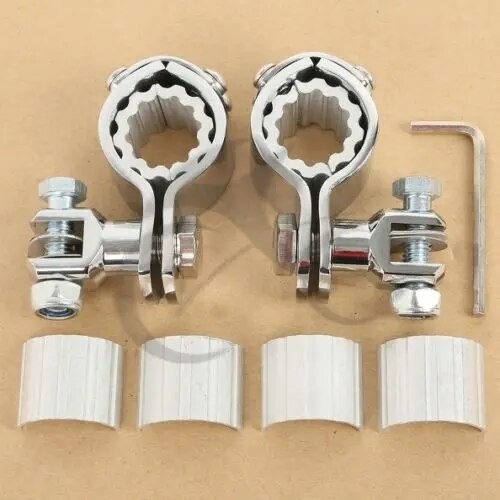 TM 25/32/35mm Chrome Foot Peg Mount Clamp  For Harley Honda Yamaha Kawasaki Chopper GoldWing GL1500 