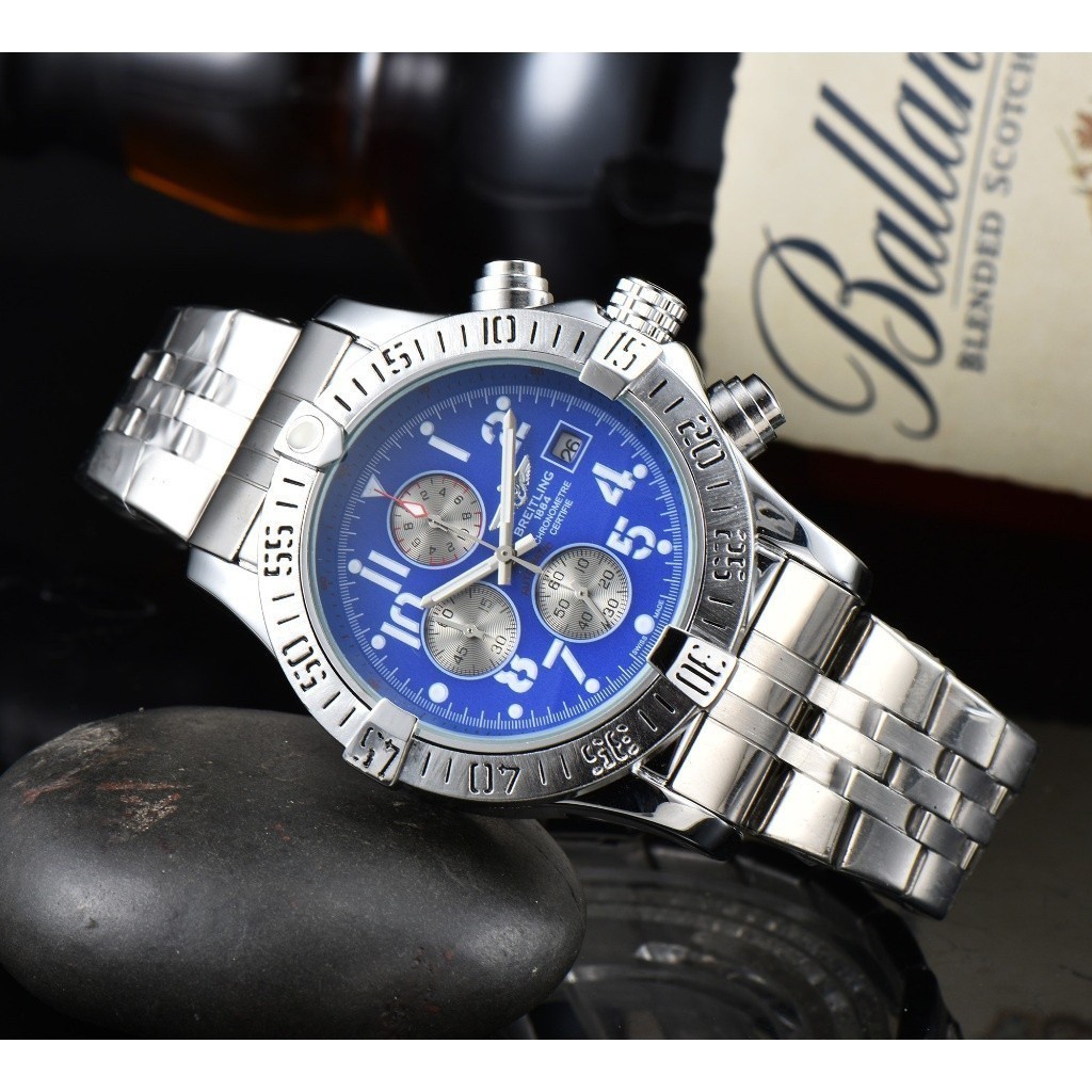 Breitling Century นาฬิกาข้อมือควอตซ์แฟชั่น สายแสตนเลส สไตล์นักธุรกิจ สําหรับบุรุษ