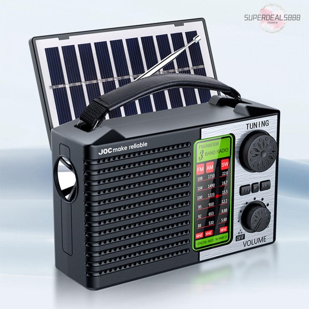 ส่งจากกรุงเทพ🚚 วิทยุพลังงานแสงอาทิตย์พร้อมไฟฉาย LED & BT Speaker Portable AM FM SW Radio for Camping