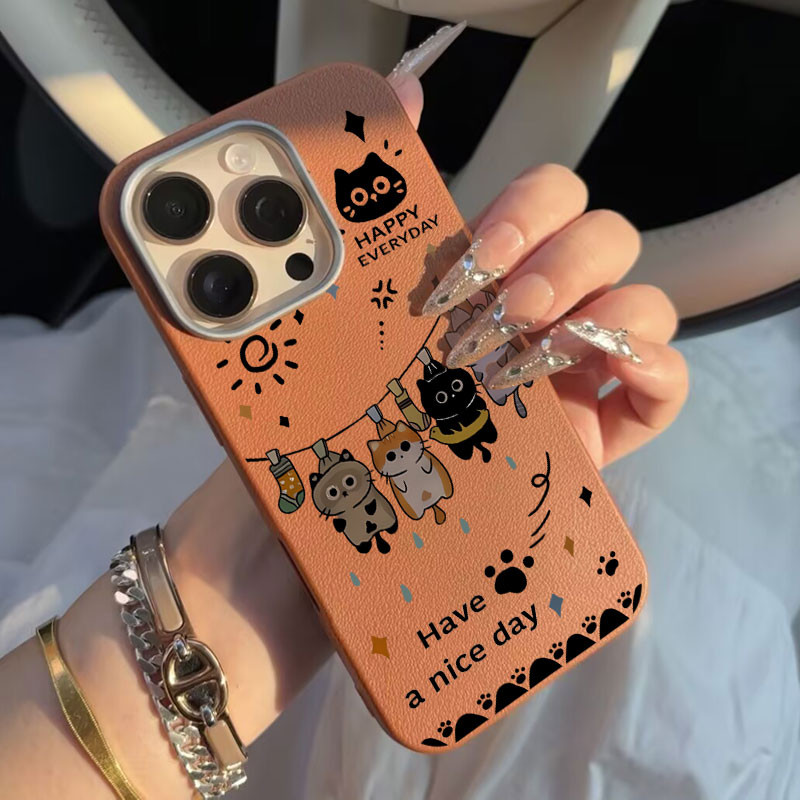 สําหรับ Honor X9c X9A 5G X7c X9B X8B X8A X7b X7A X6B กรณีหรูหราหนังนุ่มเนื้อ Matte น่ารักการ์ตูนแมวฝาครอบป้องกันสําหรับ Huawei Honor X9c X7c กันกระแทกเคสโทรศัพท์