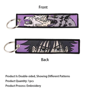 ญี่ปุ่นอะนิเมะ Cool เย็บปักถักร้อย Key Fobs Key แท็กรถยนต์พวงกุญแจสําหรับเพื่อนแฟชั่น KeyRing ของขวัญ