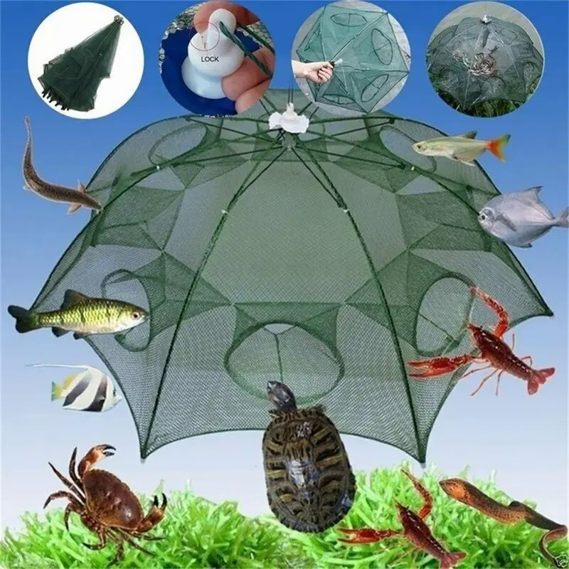 Automatic Fishing Net Shrimp Cage Fishing Bait Trap Crab Net Crawdad Shrimp Cast Dip Cage Fish Minno
