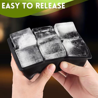 1-3 ชิ้นซิลิโคนถาดน้ําแข็งขนาดใหญ่ - Stackable Square Ice Cube แม่พิมพ์สําหรับวิสกี้ค็อกเทล Bourbon - Easy Release, 4/6/8 กริด