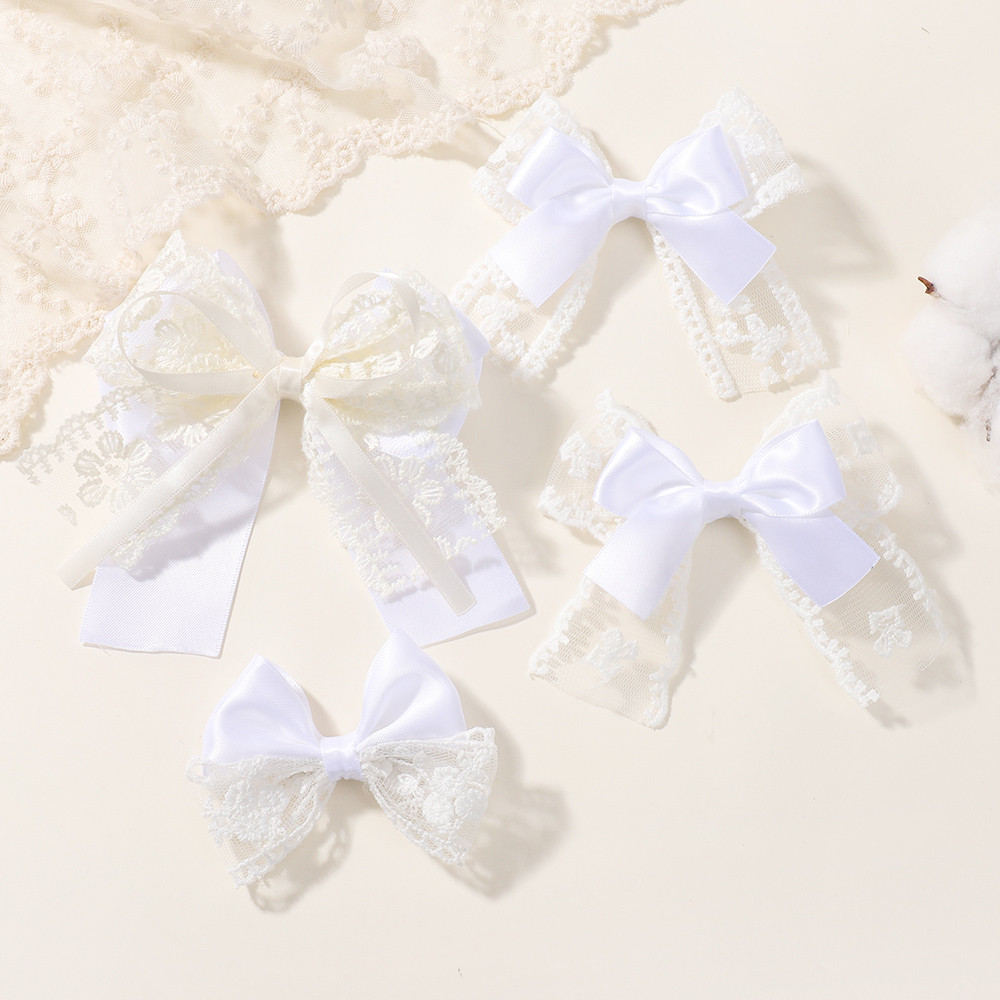 1ชิ้น สีขาวลูกไม้โบว์กิ๊บลูกไม้เย็บปักถักร้อยโบว์กิ๊บแฮนด์เมดอารมณ์สาว ชม. หูฟัง