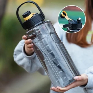 FARL ขวดน้ํากีฬา, 1.5L/2L/3L พร้อมขวดเครื่องดื่มมาร์กเกอร์เวลา, เหยือกน้ํารั่วซึมความจุขนาดใหญ่น้ําหนักเบา