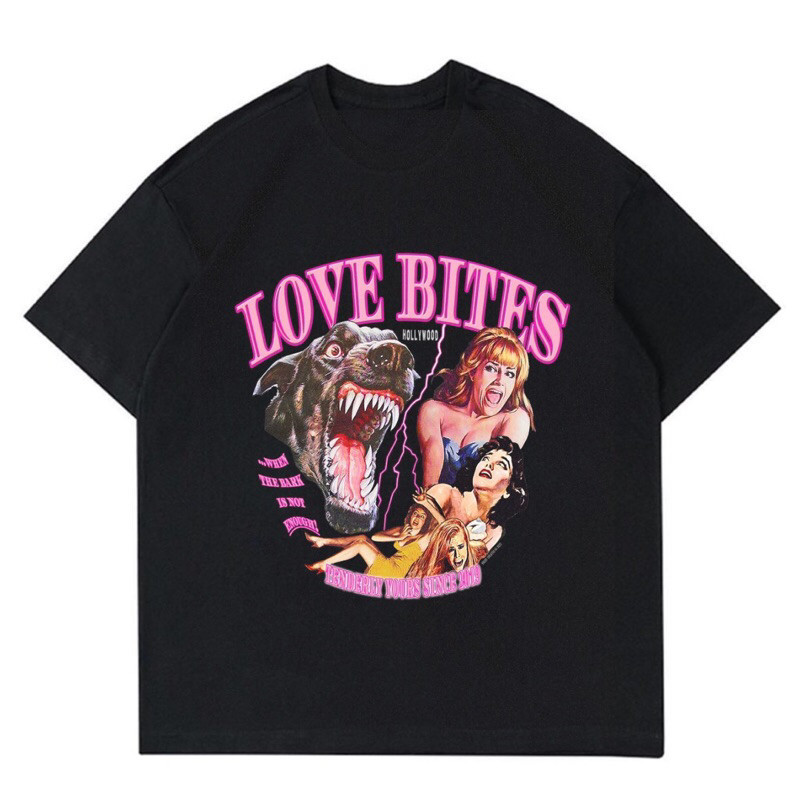 แฟชั่นใหม่ เสื้อยืด พิมพ์ลาย Hollywood VINTAGE "LOVE BITES" | เสื้อยืด ลาย VINTAGE HOLLYWOOD LOVE BI