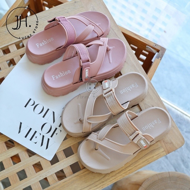 JH.lucky รองเท้าส้นหนาแฟชั่นพร้อมส่งในไทย พื้นหนาส้นตึกใส่สบาย มีกันลื่น #sy130