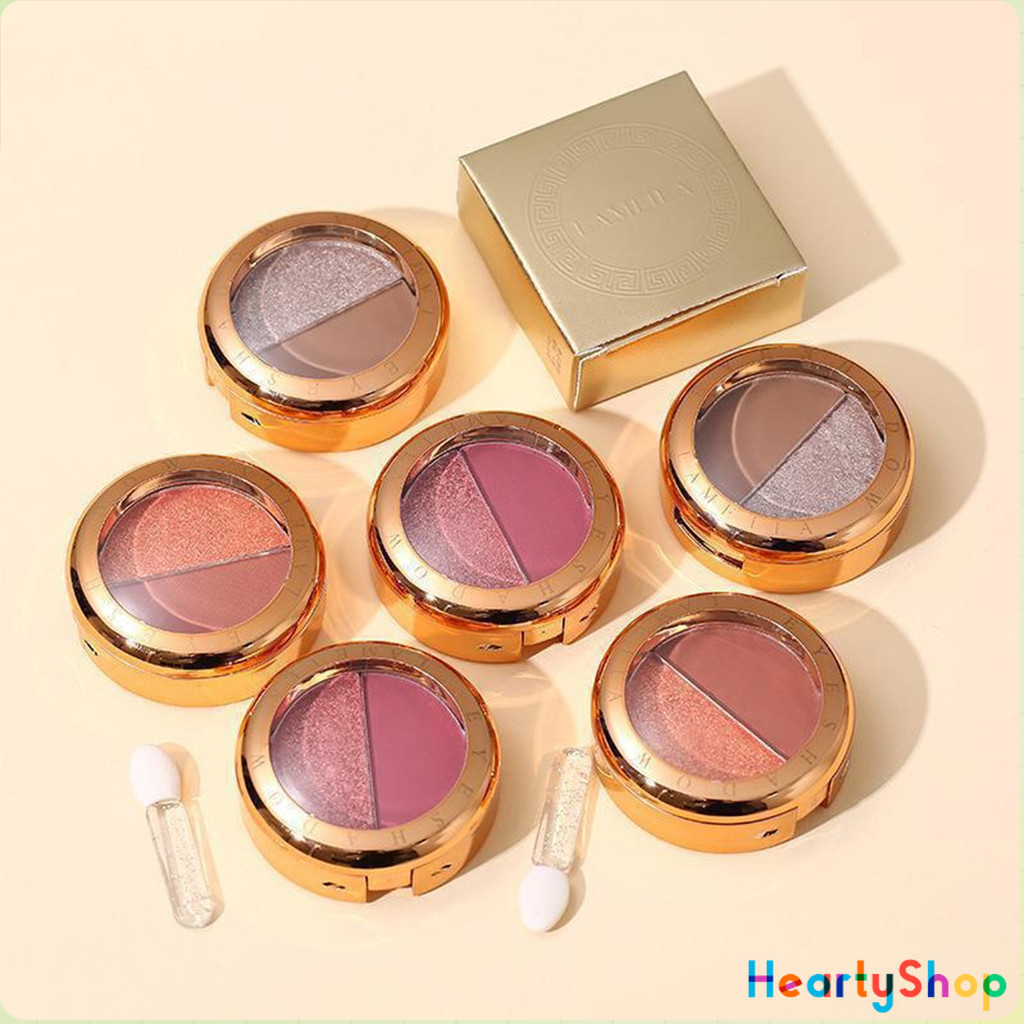 HeartyShop อายแชโดว์ 2สี พาเลทตามี 3 เฉดสี ให้เลือก อายชาโดว์ตา ติดทนนาน กันน้ำ กันเหงื่อ eyeshadow