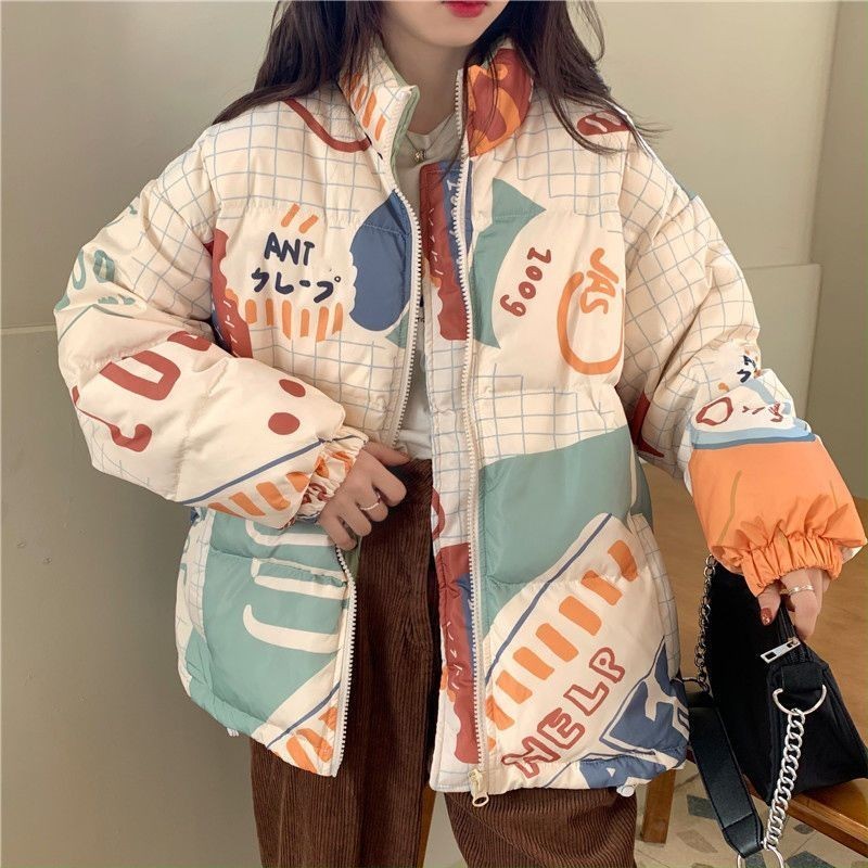 เสื้อแจ็กเก็ต ผ้าฝ้าย แบบหนา ทรงหลวม ออกแบบดี ใส่ได้สองด้าน สําหรับผู้หญิง