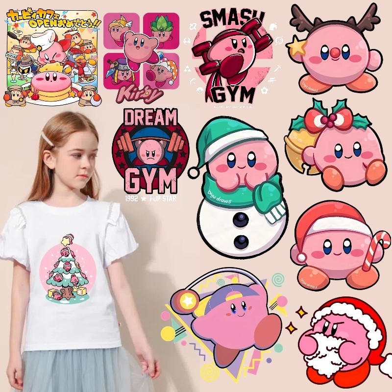 สติกเกอร์ ลายการ์ตูน Kirby Star Allies น่ารัก ซักทําความสะอาดได้ สําหรับตกแต่งเสื้อผ้า เสื้อยืด DIY