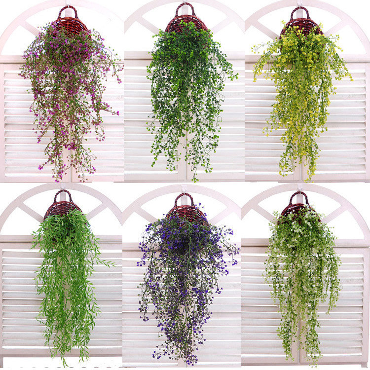 80cm ดอกไม้ปลอม กระดิ่งวิลโลว์ประดิษฐ์ สีเขียว สําหรับแขวนตกแต่งผนังบ้าน
