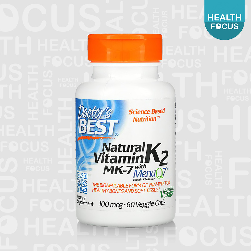 [พร้อมส่ง] Doctor's Best Natural Vitamin K2 MK-7 with MenaQ7 100 mcg วิตามินเค2 มีนาควิโนน วีแกน Vegan [HealthFocus]