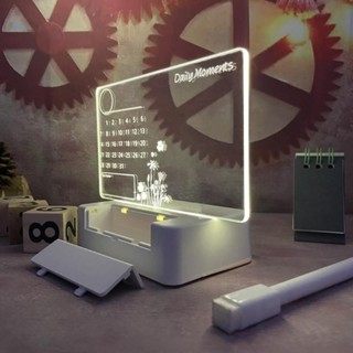 Chua ปฏิทินตั้งโต๊ะ อะคริลิคใส มีไฟ LED ลบได้ สําหรับตั้งโต๊…