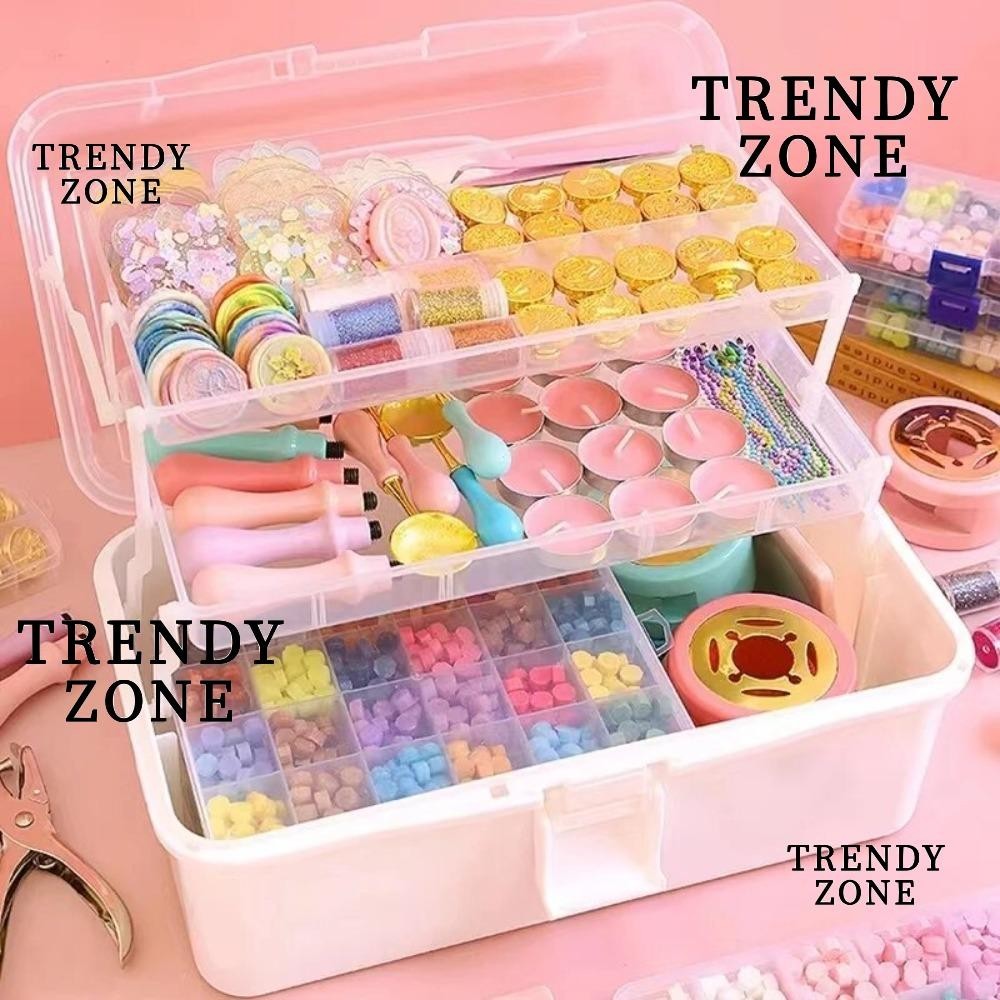 Trendyzone กล่องเก็บเครื่องประดับ กิ๊บติดผม เครื่องสําอาง พลาสติก พับได้ อเนกประสงค์ แบบพกพา ความจุขนาดใหญ่