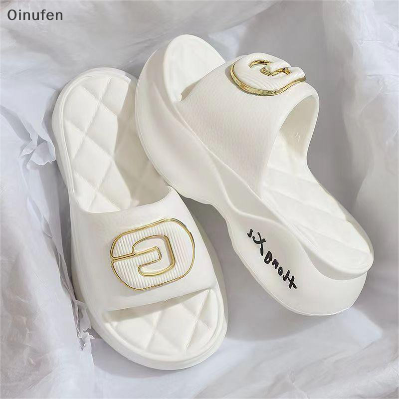 Onu รองเท้าแตะ พื้นนิ่ม กันลื่น ส้นหนา เรียบง่าย แฟชั่นสําหรับผู้หญิง