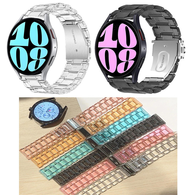 SAMSUNG 22มม.20มม.สําหรับsamsung Galaxyนาฬิกา3 4 5 6 7 FE S3สายเรซินใสสร้อยข้อมือโปร่งใส